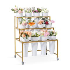 Ruifabo front view of golden flower bar stand showing tiered display and elegance