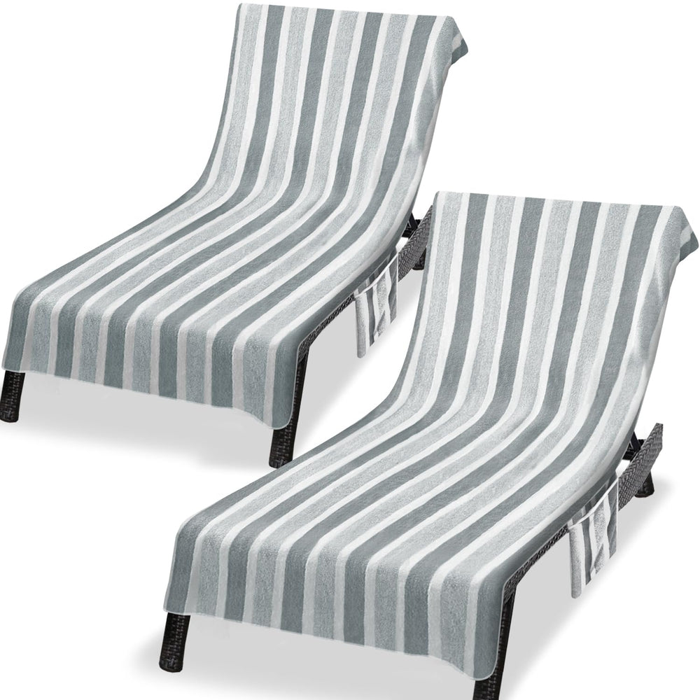 Ruikyhom front view of both gray chaise chair covers showing plush look and quick drying