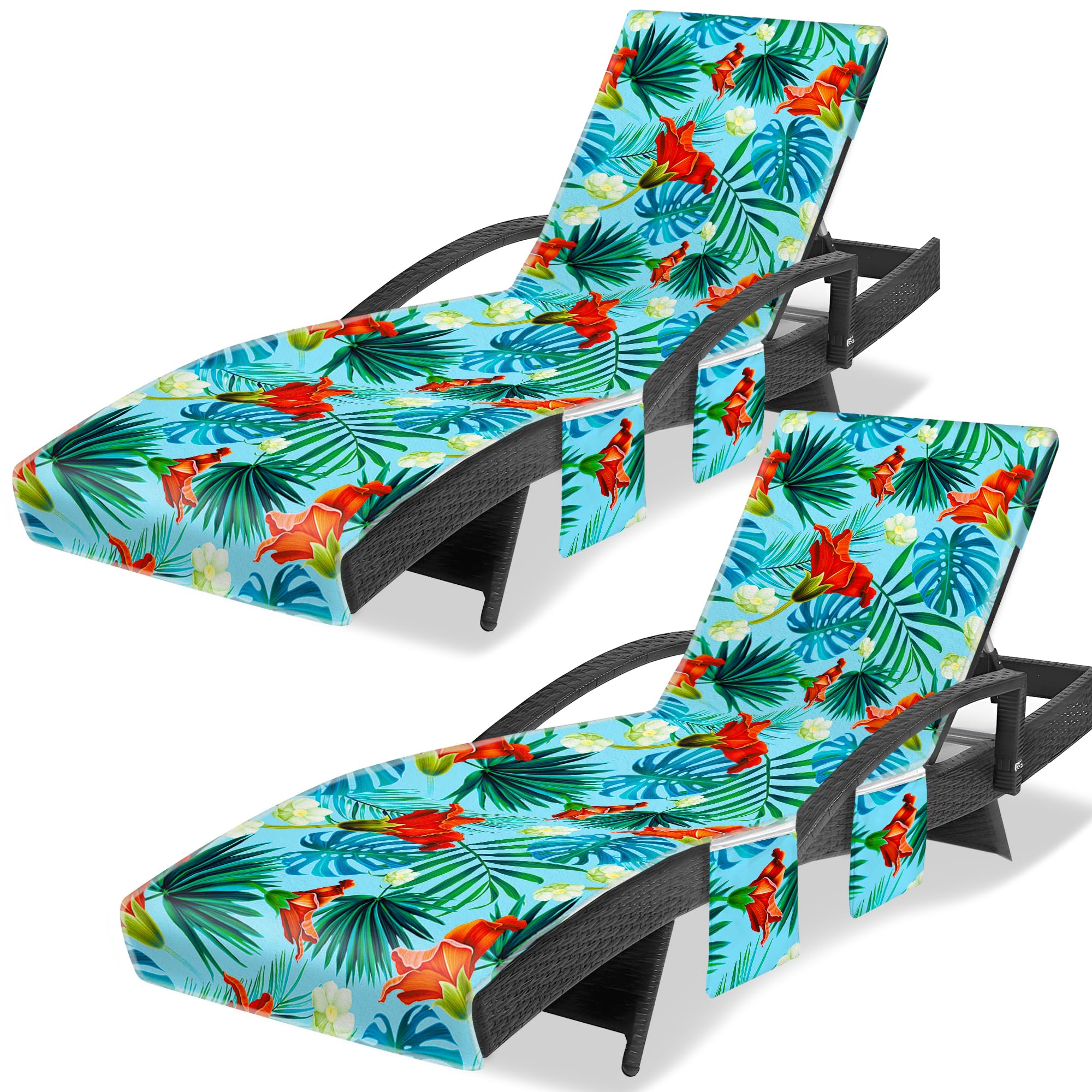 Ruikyhom front view of floral lounge cover, bright protection for loungers