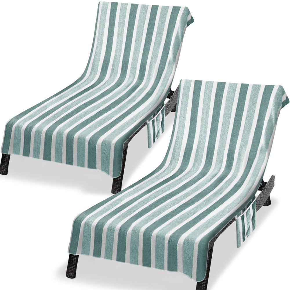 Ruikyhom front view of green chaise chair cover showing full fit and plush look, enhances comfort