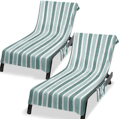 Ruikyhom front view of green chaise chair cover showing full fit and plush look, enhances comfort