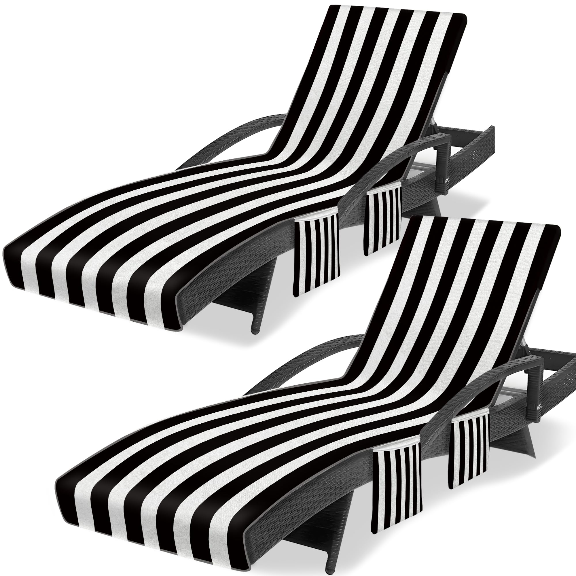 Ruikyhom front view striped lounge cover showing full length and colors for easy spotting