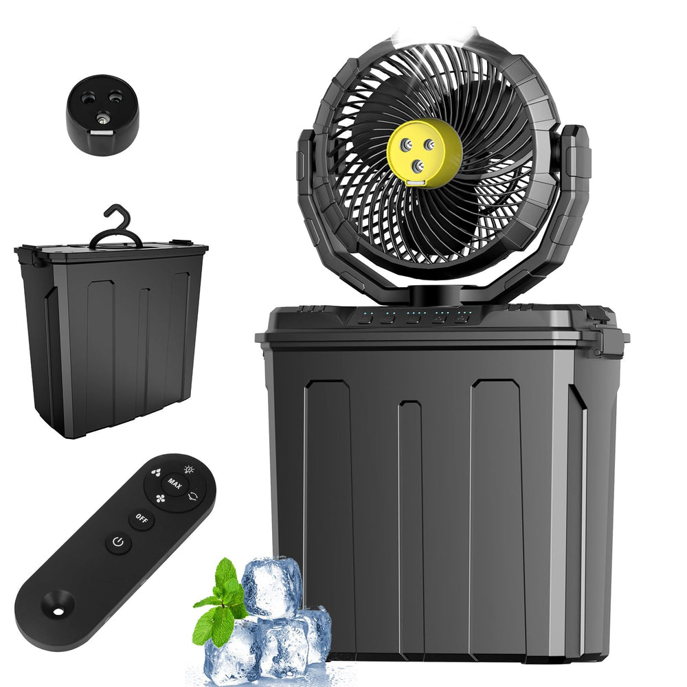 Ruimos front view showing fan and mist for efficient cooling