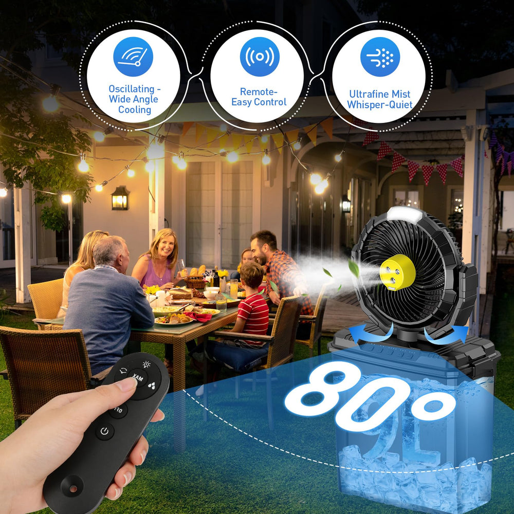 Ruimos in use on a patio cooling friends during a summer gathering