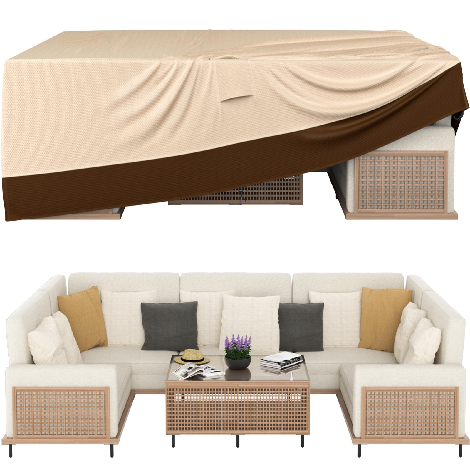 Ruimoy front view protecting large patio set with waterproof coverage