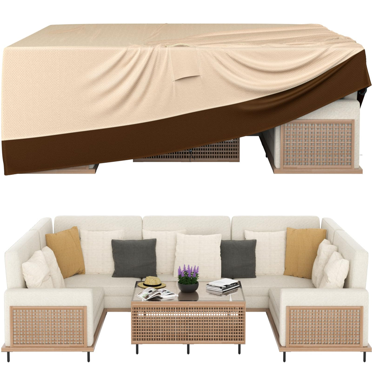 Ruimoy front view protecting large patio set with waterproof coverage
