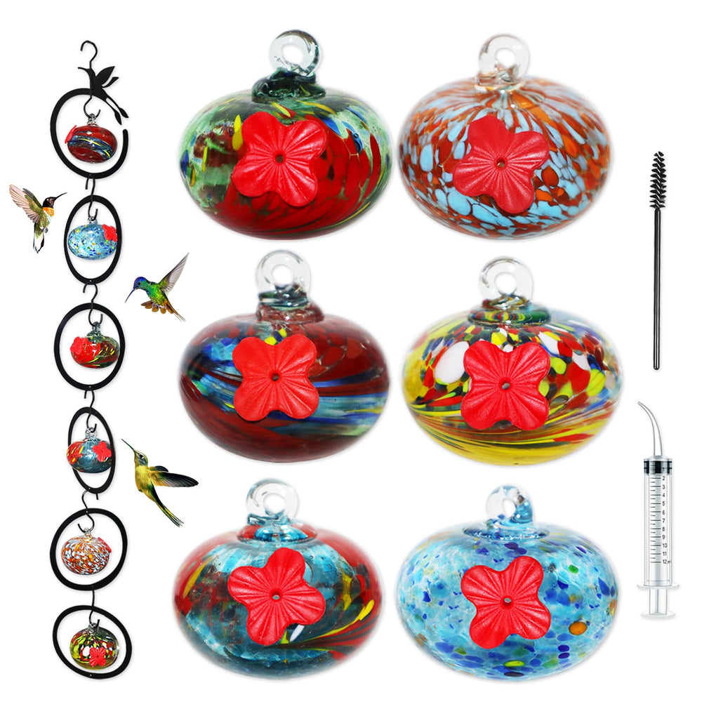 ruiyi tim front view showing six colorful feeders and easy hanging