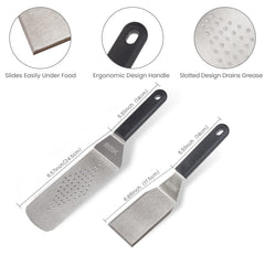 RüK three-sided griddle scraper detail for efficient chopping and scraping