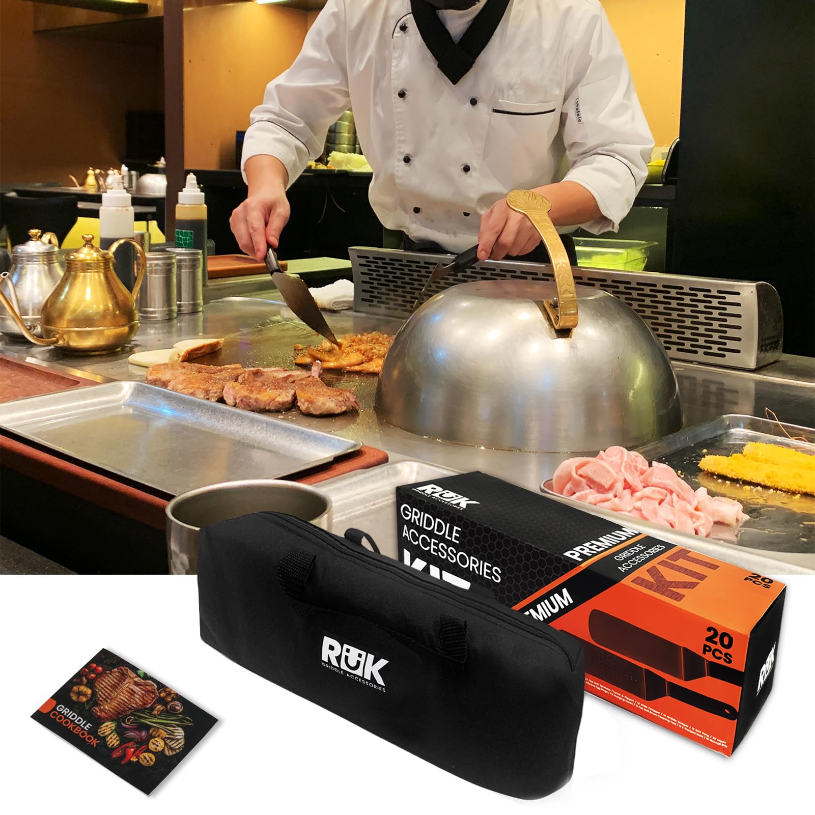 RüK griddle kit in use at an outdoor cookout for faster meal preparation
