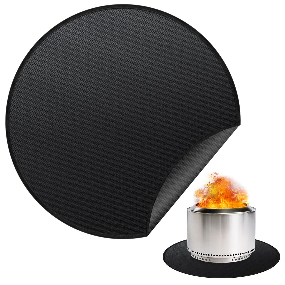 rumlick 48-inch round mat front view showing full deck protection
