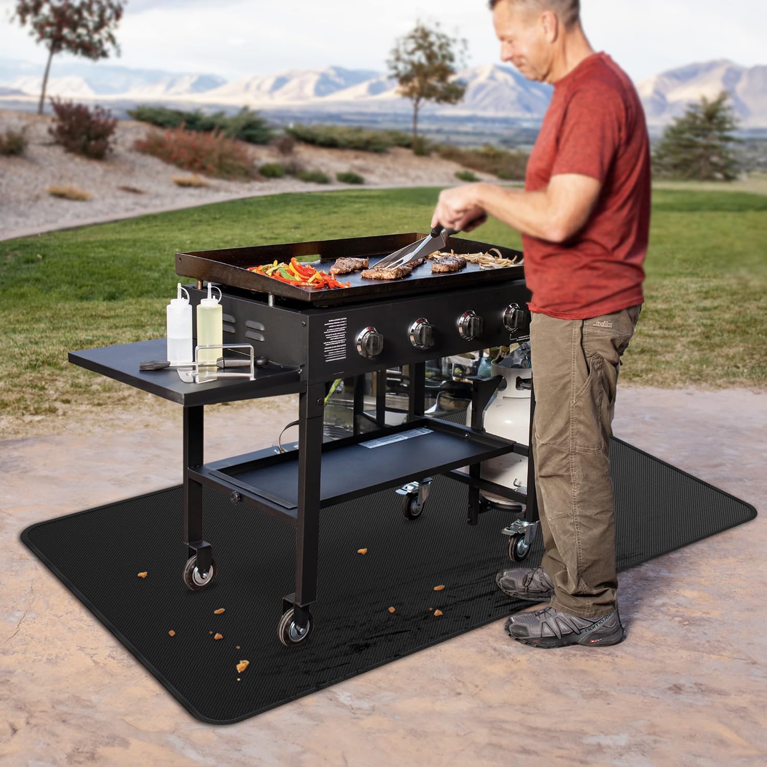 rumlick lifestyle backyard cookout protecting patio during grilling
