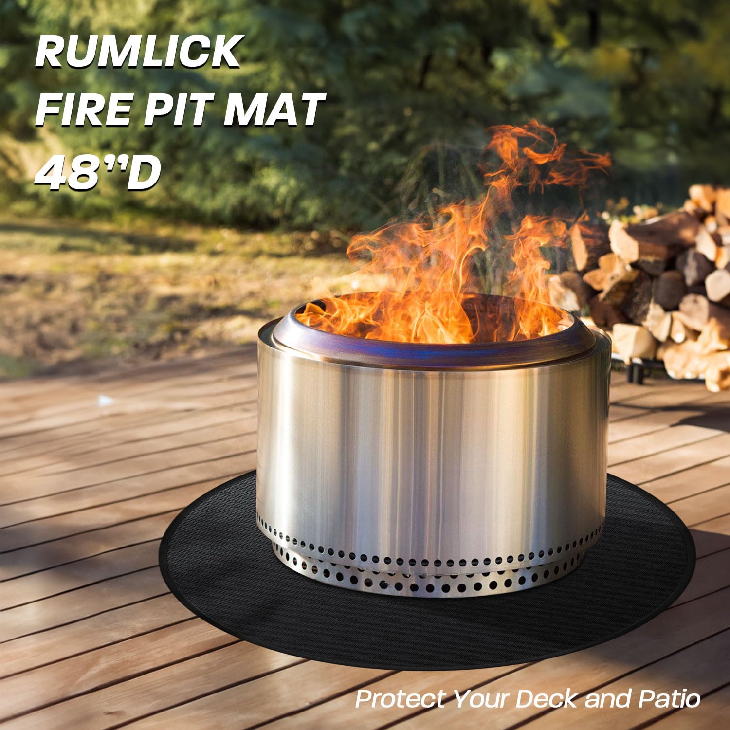 rumlick mat next to chair showing 48-inch size and coverage benefit
