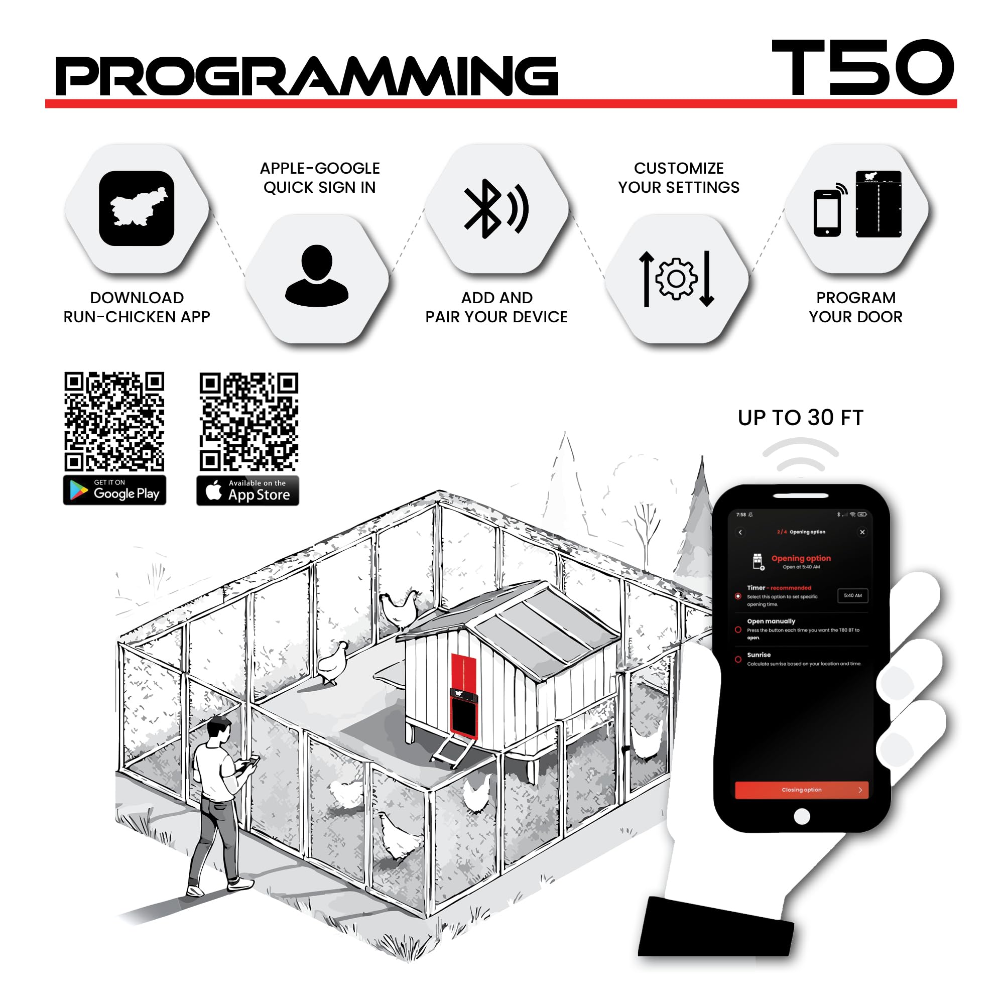 RUN-CHICKEN T50 installed in a coop showing secure predator-resistant fit