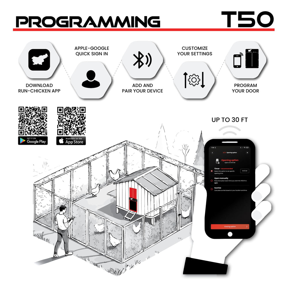 RUN-CHICKEN T50 installed in a coop showing secure predator-resistant fit
