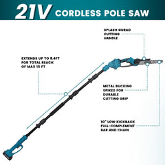 Run Jee 10-inch chainsaw head close-up highlighting sharp bar and efficient cutting