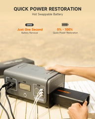 RUNHOOD Energy Bar close-up highlighting swappable battery for fast replacement