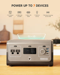 RUNHOOD Rallye 600 Mini powering campsite lights and devices for outdoor reliability