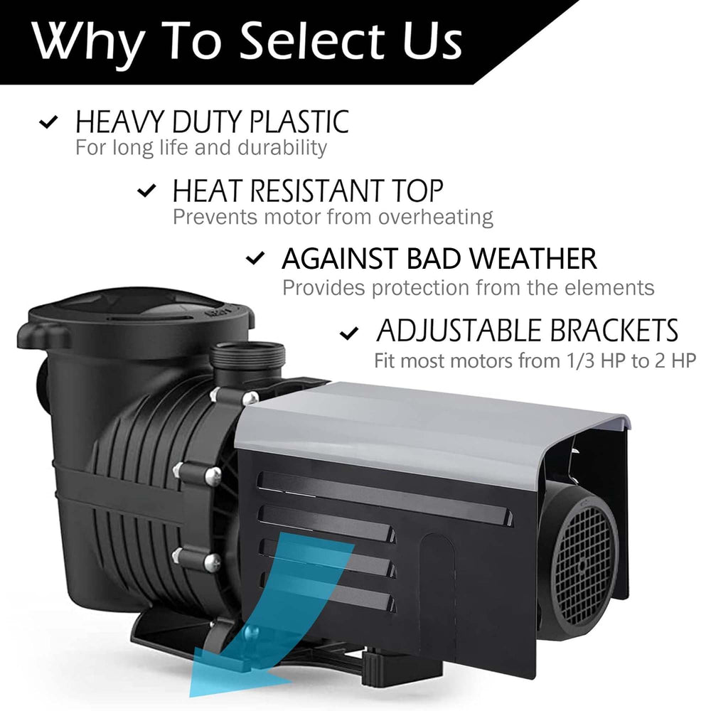 RunNico cover installed on a pool pump illustrating weather protection benefit