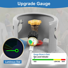 Runtticoon night-vision pressure gauge close-up for easy low-light tank pressure monitoring
