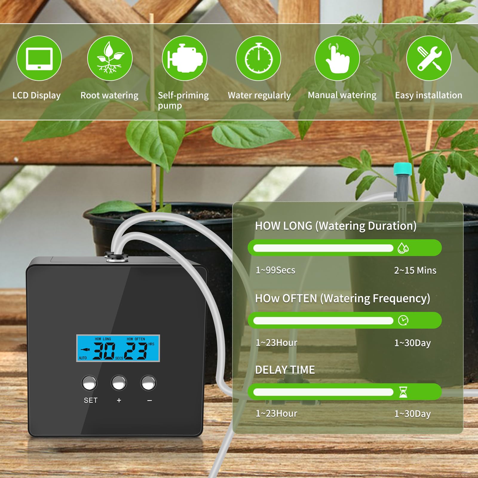 RUNWUSHENG backlit LCD timer closeup showing easy programming and clear schedule feedback