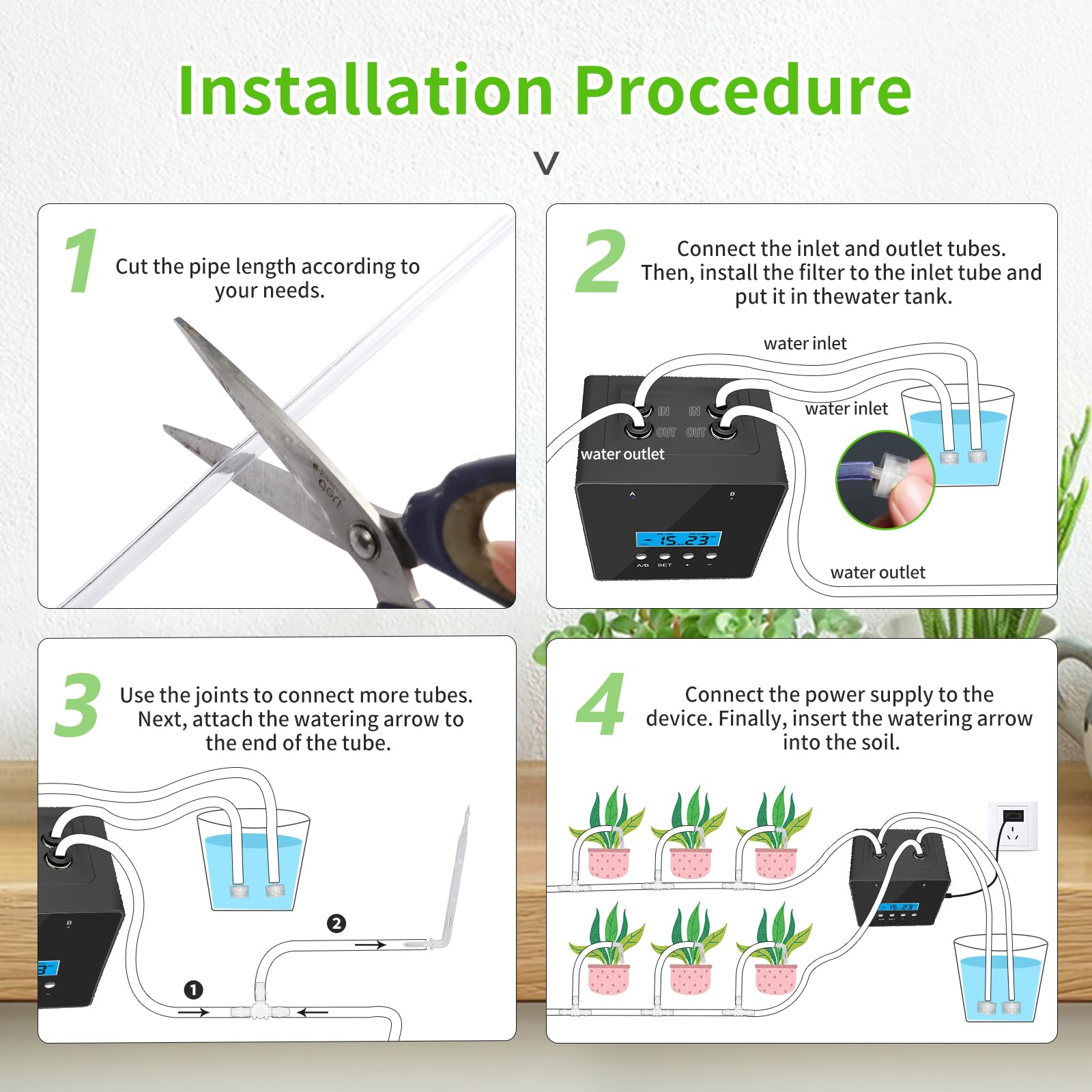 RUNWUSHENG installed in potted plants demonstrating grouped watering benefit
