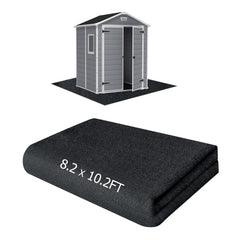 RUNZEG front view of full 8.2x10.2ft shed mat protecting floor and preventing moisture