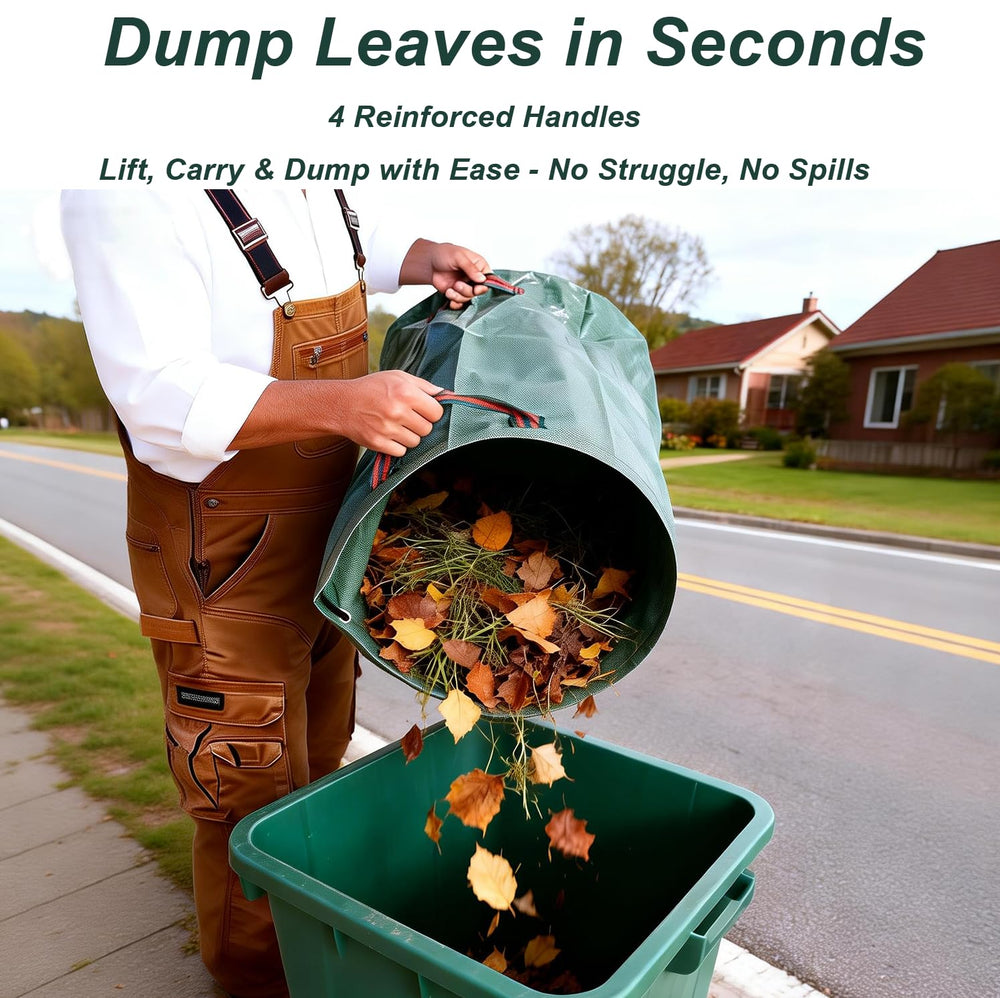 Ruolan large bag filled with leaves demonstrating high-capacity hauling benefit