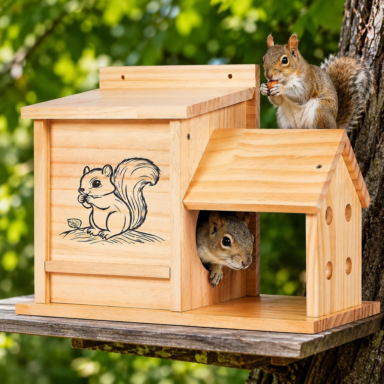 Ruomi1y family painting squirrel house DIY, encourages outdoor learning