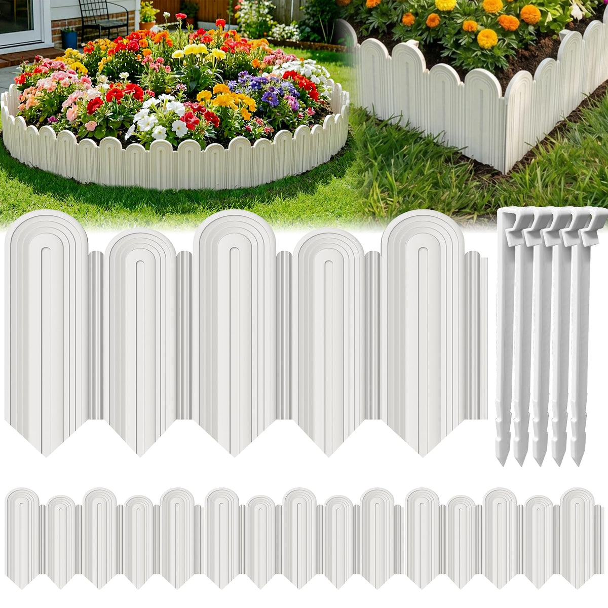 Ruppence assembled front view showing continuous white edging and clean lawn boundary benefit