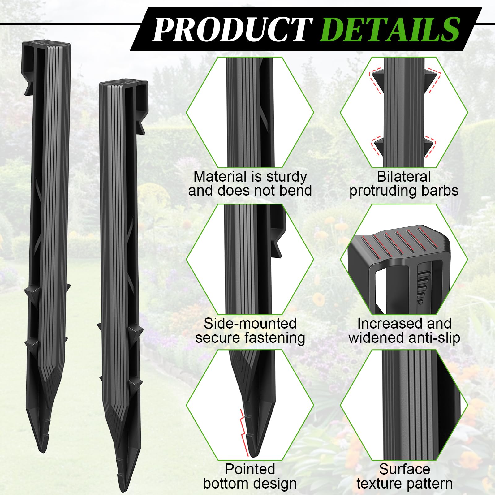 Ruppence stake beside a coin for scale to show compact, easy-to-store size