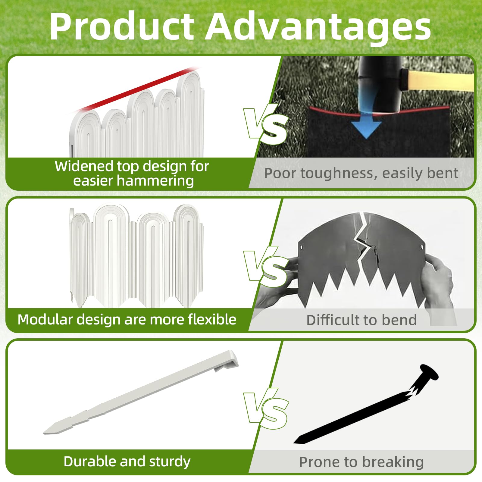 Ruppence image of pointed stakes and buried section illustrating secure anchoring benefit