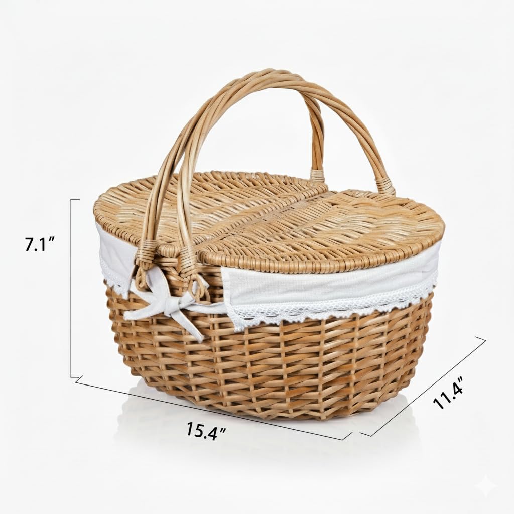 RURALITY removable lace liner inside basket demonstrating easy washable convenience