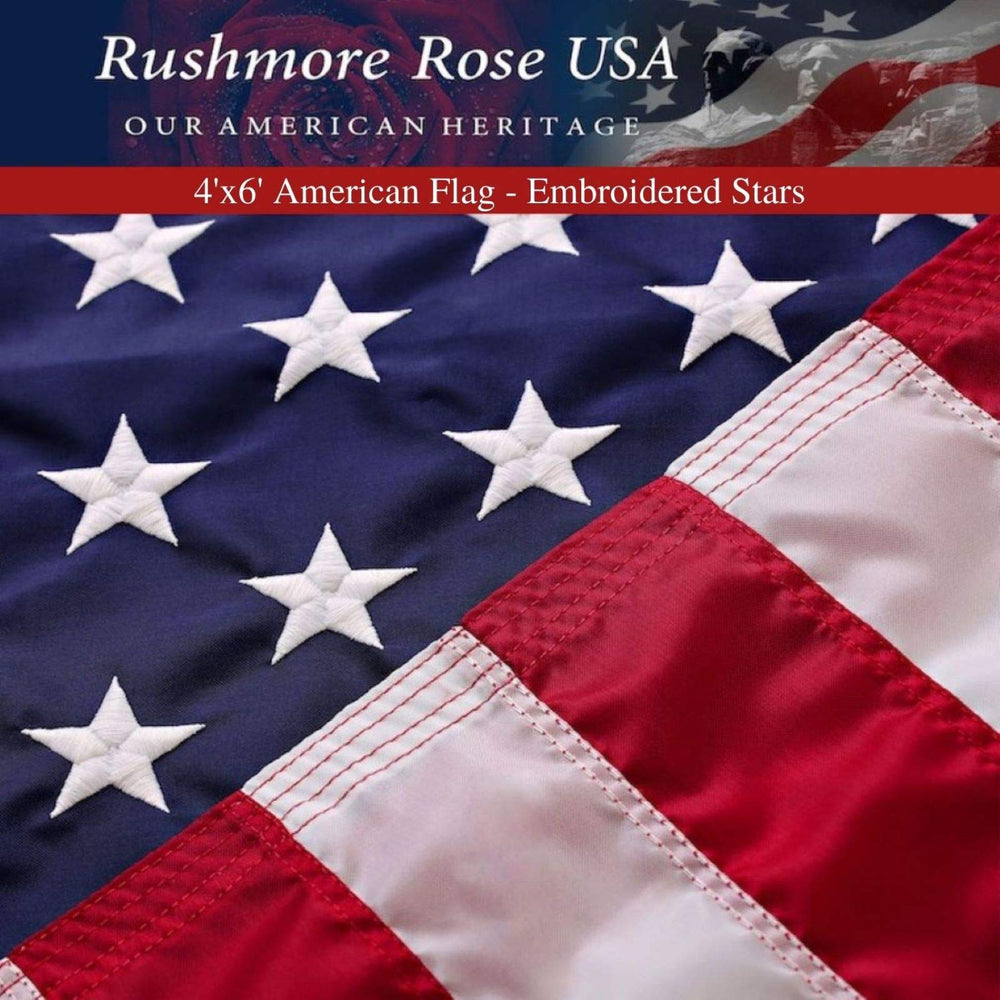 Rushmore Rose USA front view of 4x6 flag showing bold colors and design