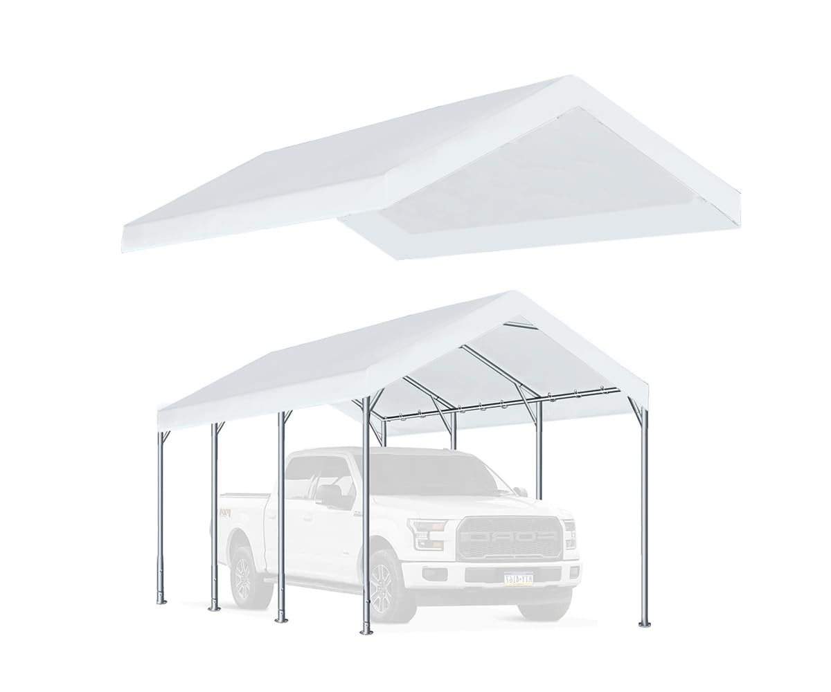Generic rutile front view showing white 12x20 canopy protecting shelter