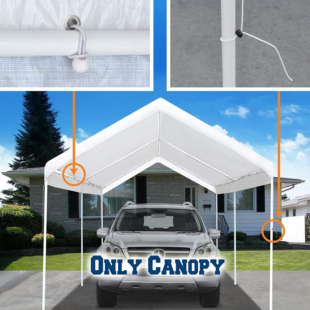 Generic rutile canopy installed on 12x20 frame showing fitted coverage