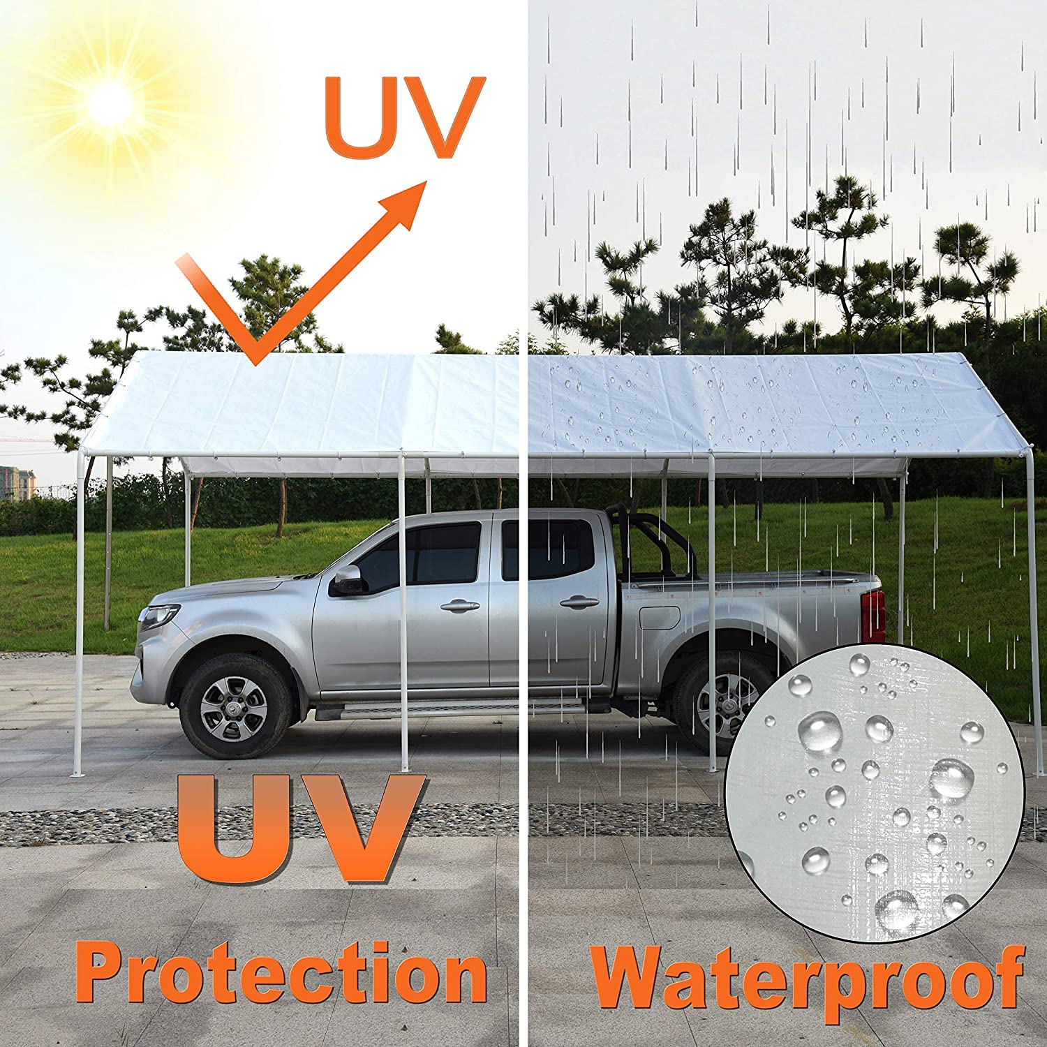 Generic rutile lifestyle driveway setup showing easy replacement and outdoor coverage