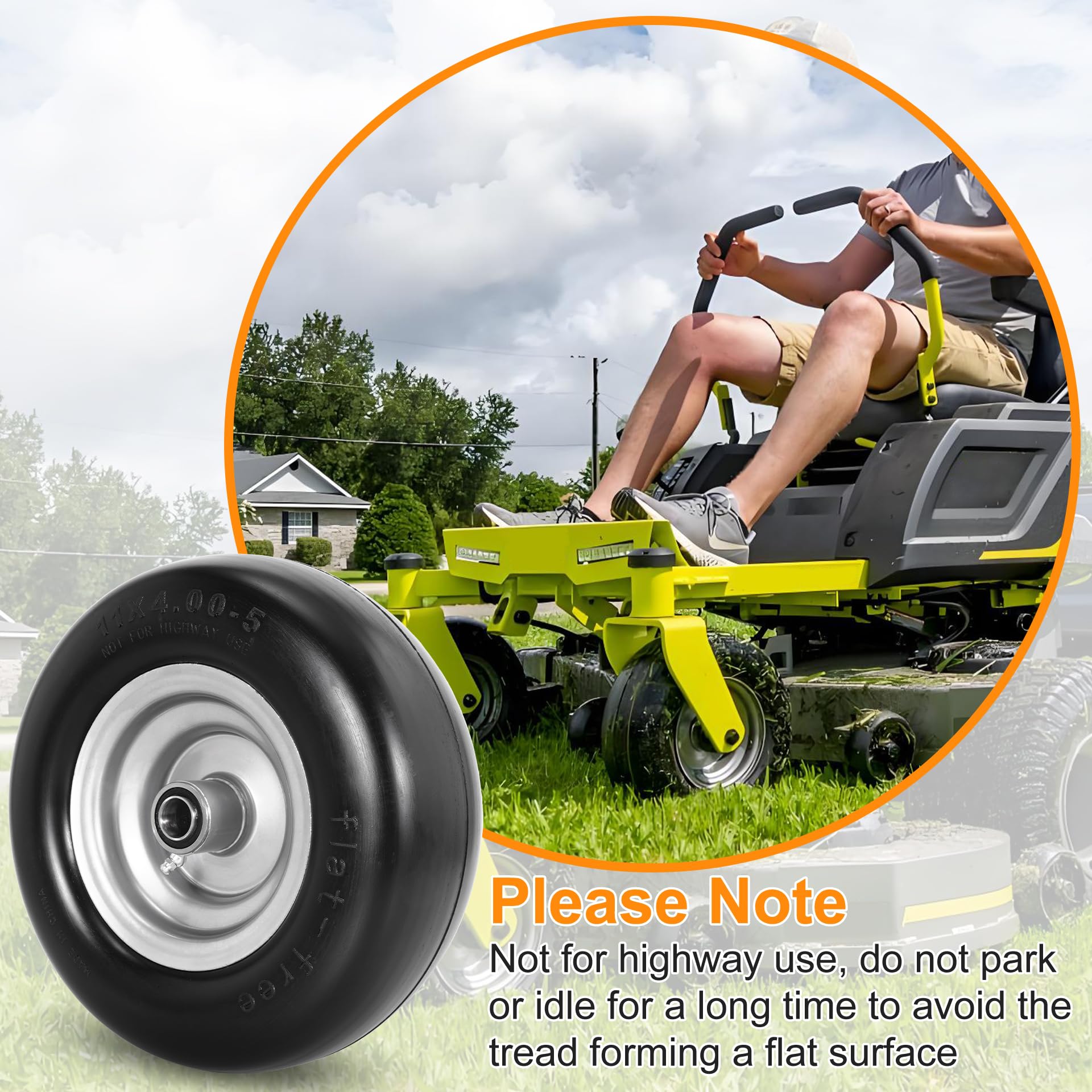 RUTU wheel next to ruler showing accurate 11x4.00-5 size fitment