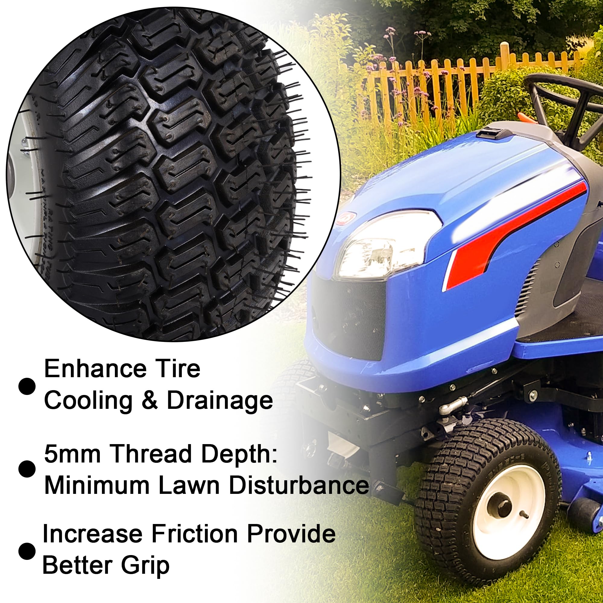 RUTU tire mounted on mower front demonstrating improved handling