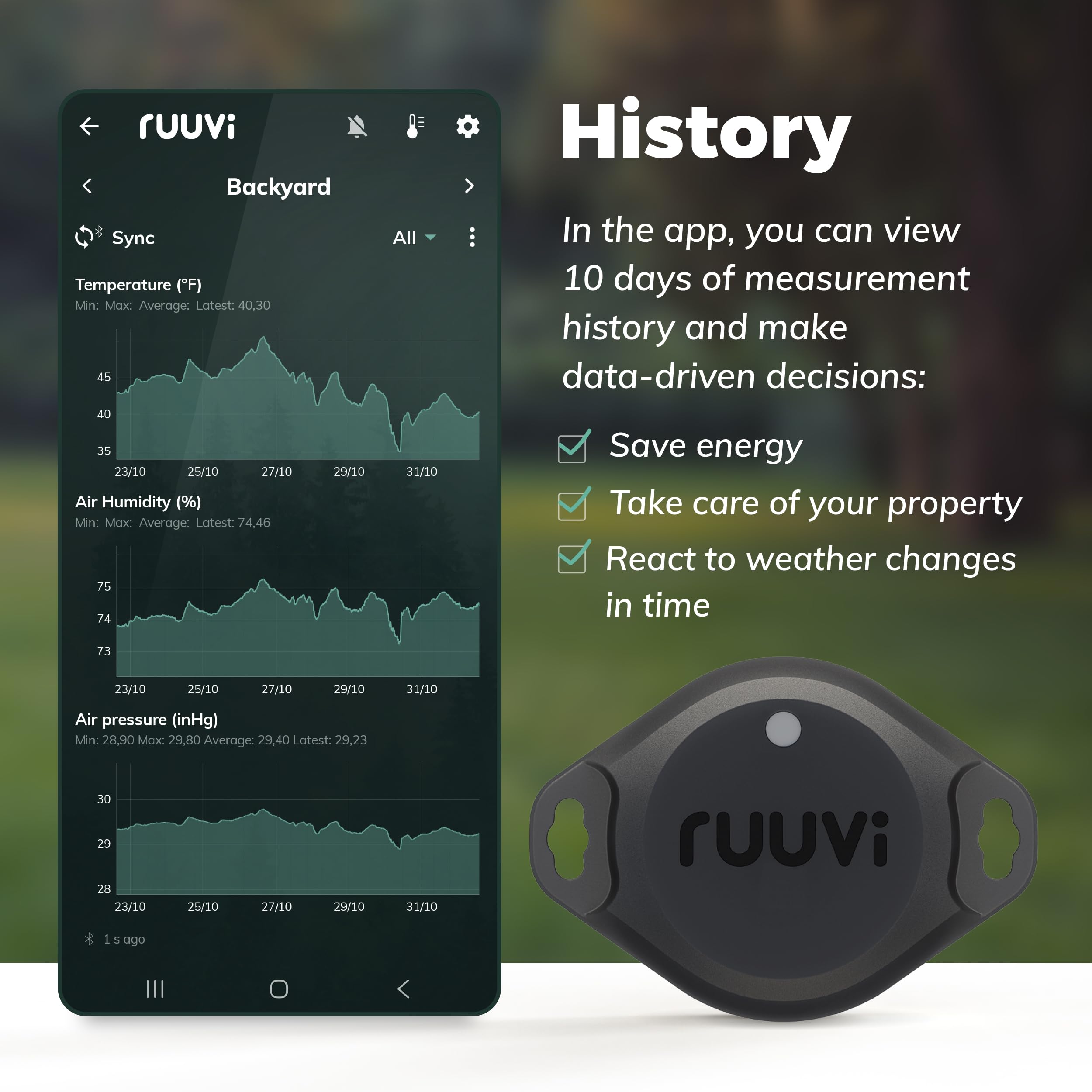 Ruuvi RuuviTag Pro sensor ports and label closeup showing component layout for easy identification