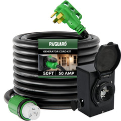 RVGUARD inlet box front view showing weatherproof cover and secure latch for safe outdoor mounting