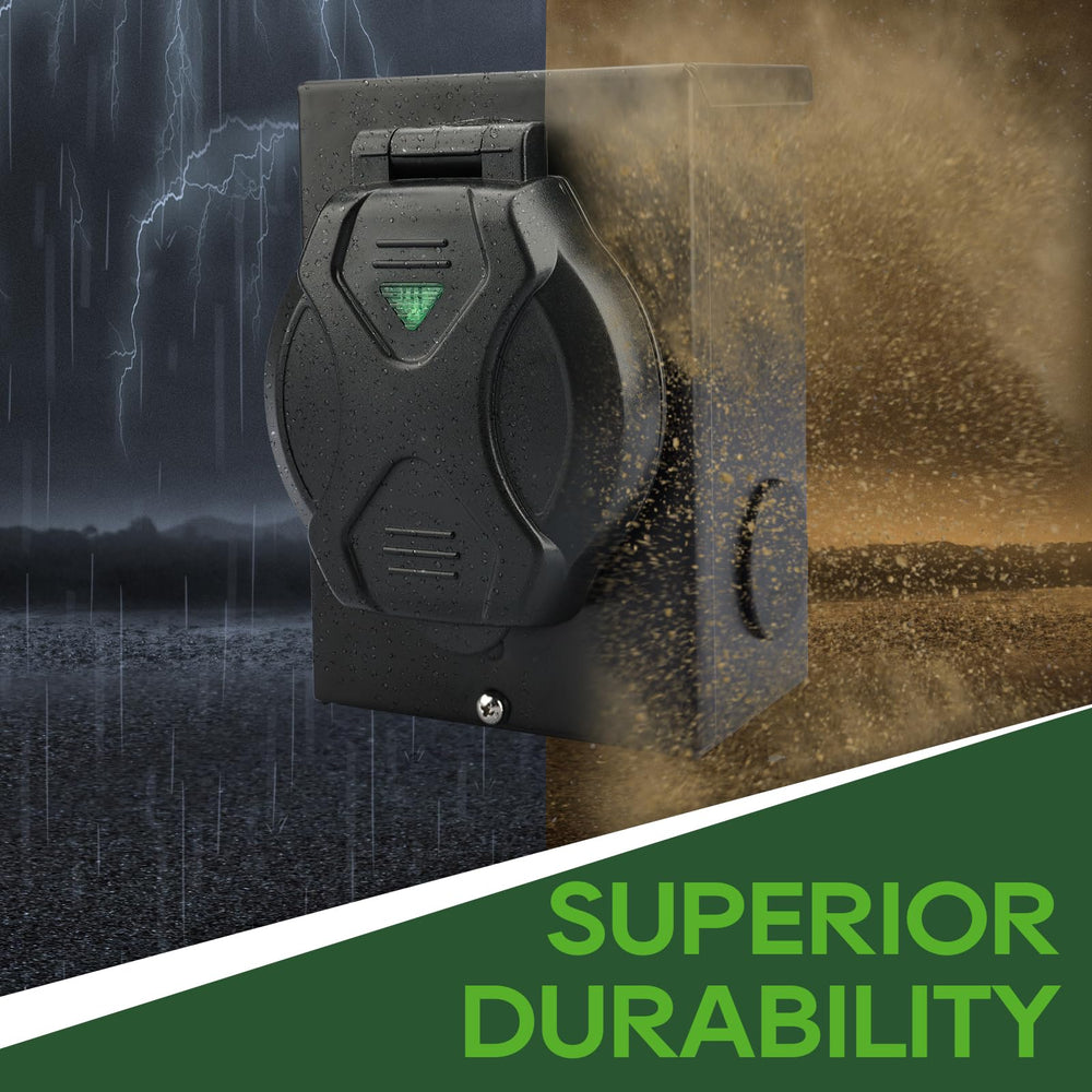RVGUARD materials finish close-up showing powder-coated steel and corrosion resistance benefit