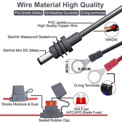 rvicees labeled ring terminals on battery post for secure quick hookup