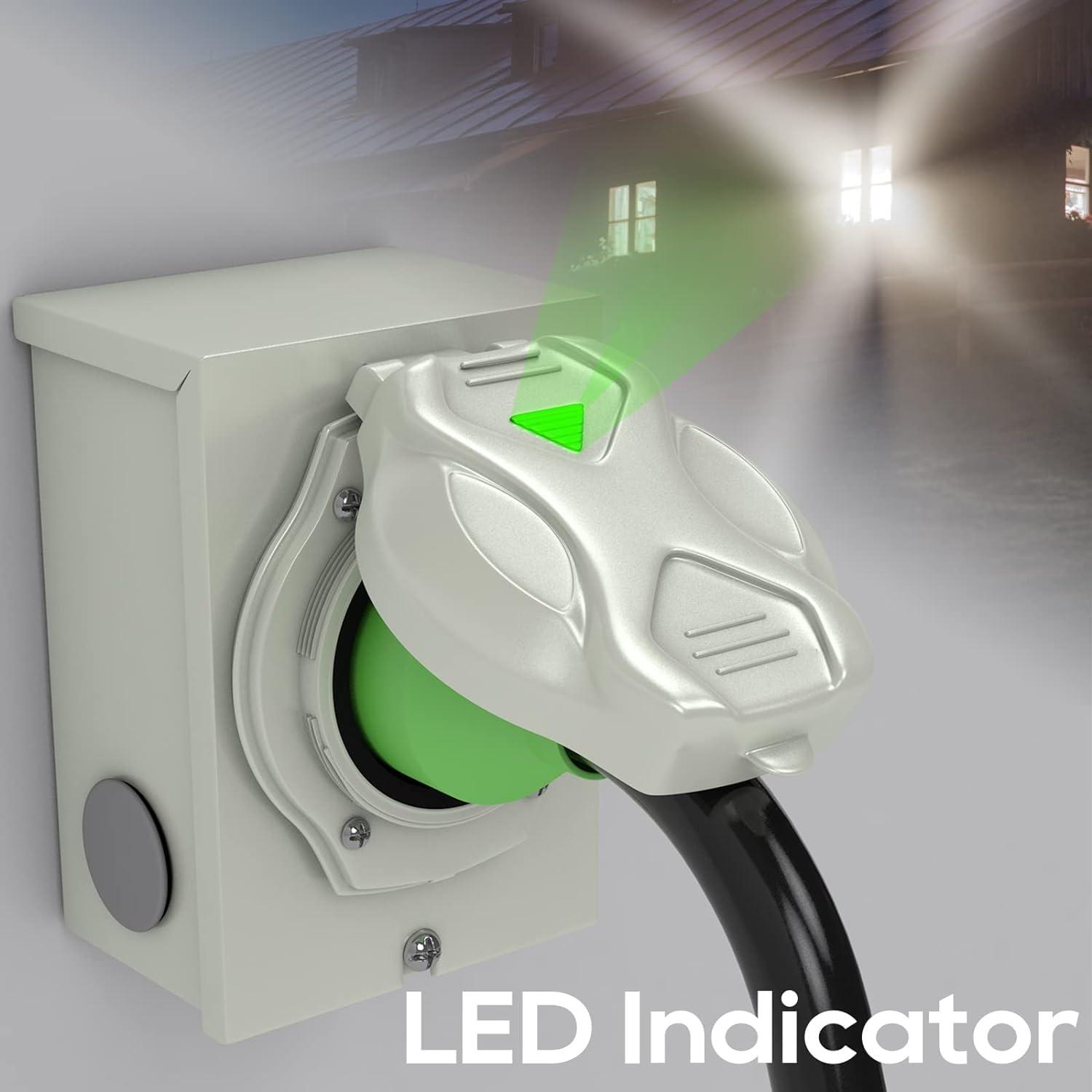 RVINGPRO cord hooked to a generator showing practical outdoor use and safe power transfer