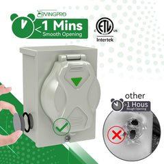 RVINGPRO pre-drilled inlet box front showing four knockout directions for fast installation