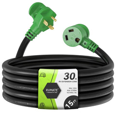 RVMATE front packaging showing 30A 15ft cord and specifications for confident buying