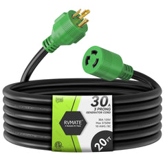 RVMATE front view showing L5-30 twist-lock plug for secure generator connection