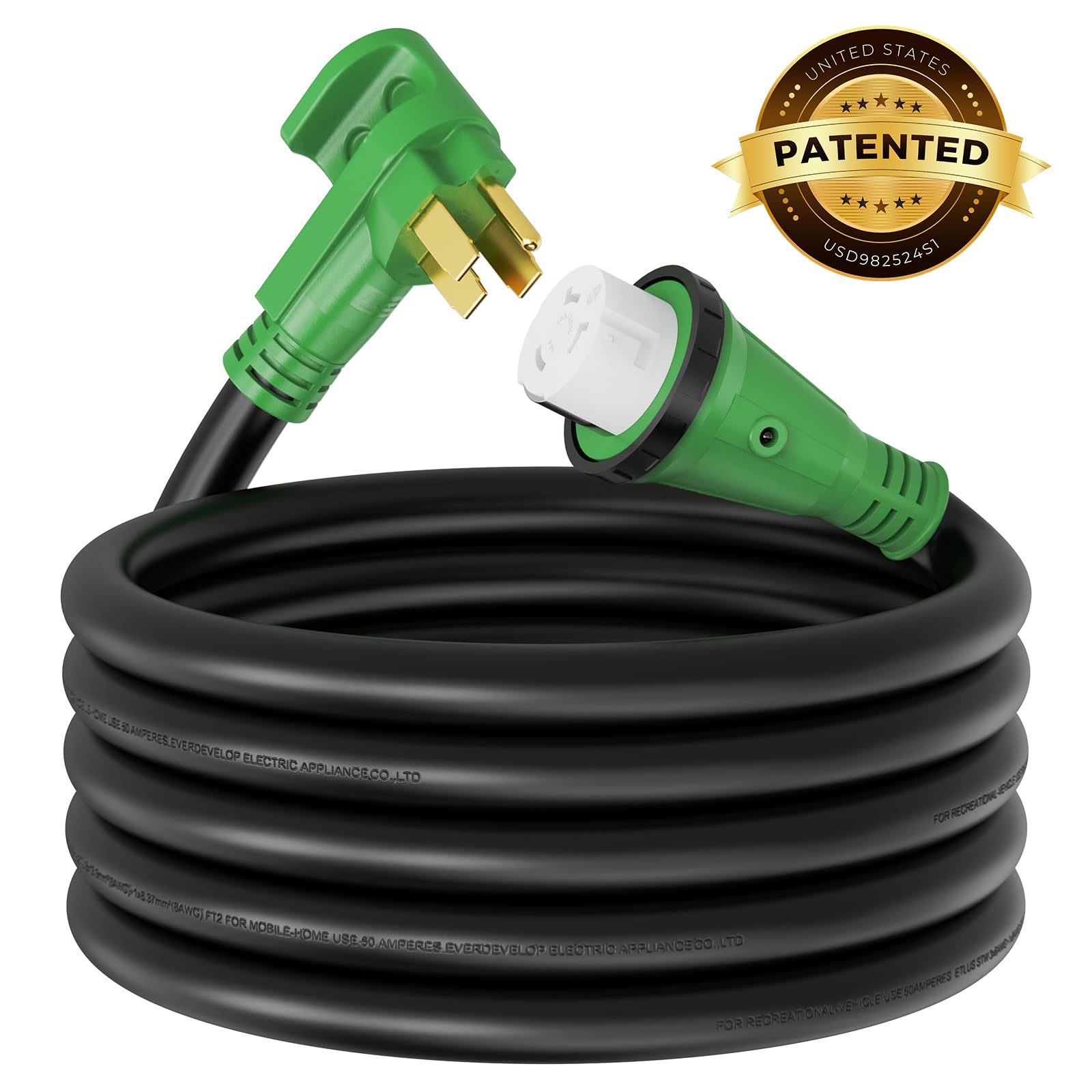RVMATE cord connected at a campsite showing reliable power hookup benefit