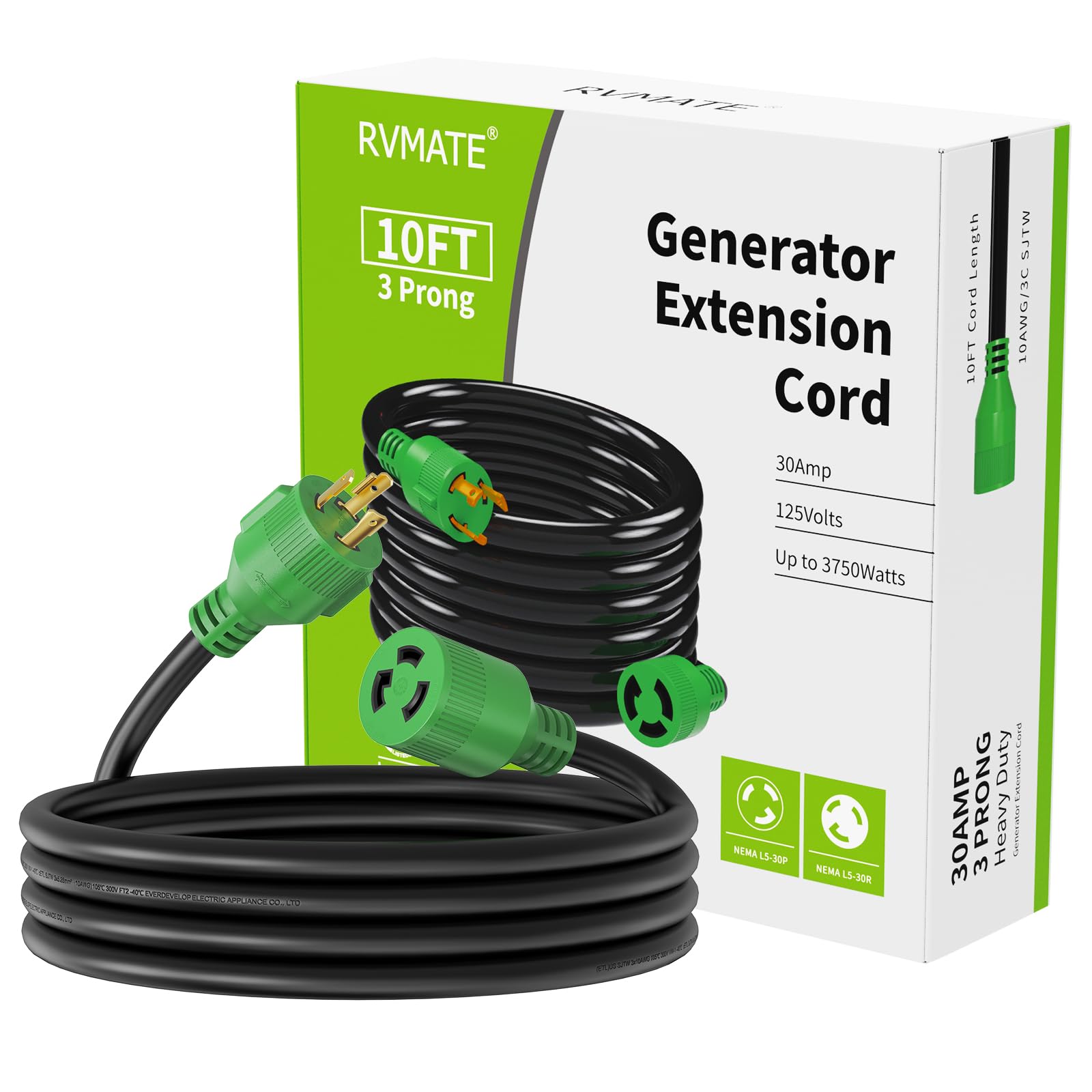 RVMATE cord neatly coiled in storage bag with towel showing easy transport and protection benefit