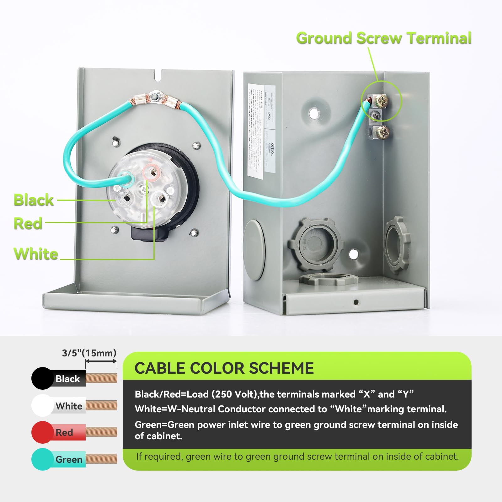 RVMATE side profile with weatherproof flip cover protecting the inlet