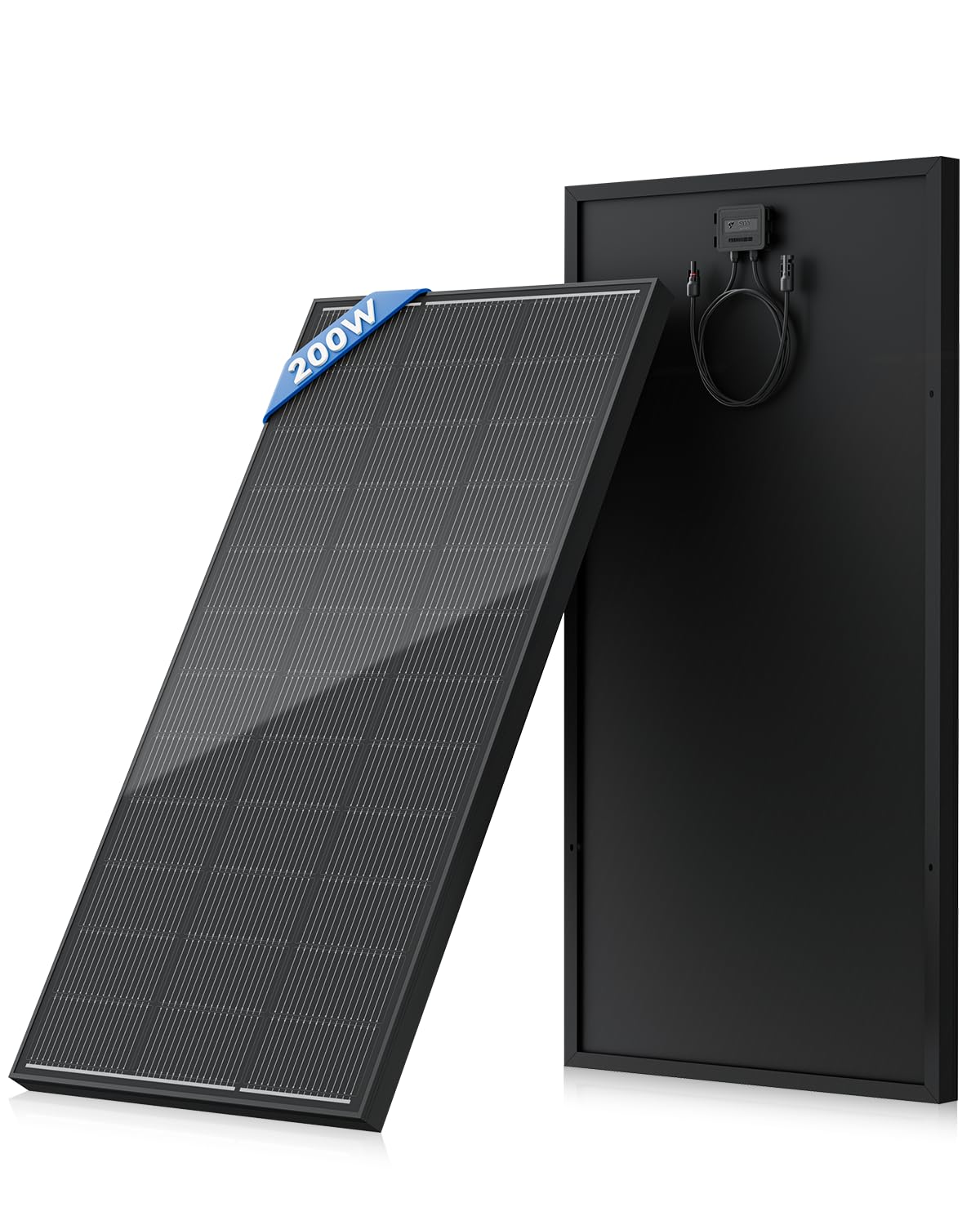 Rvpozwer 200W panel front view showing full-module efficiency benefits